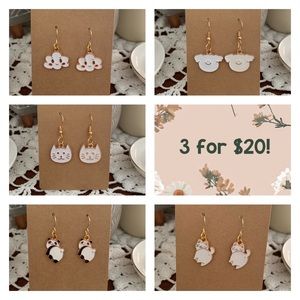 *3 for $20* Adorable Handmade Animal Earrings